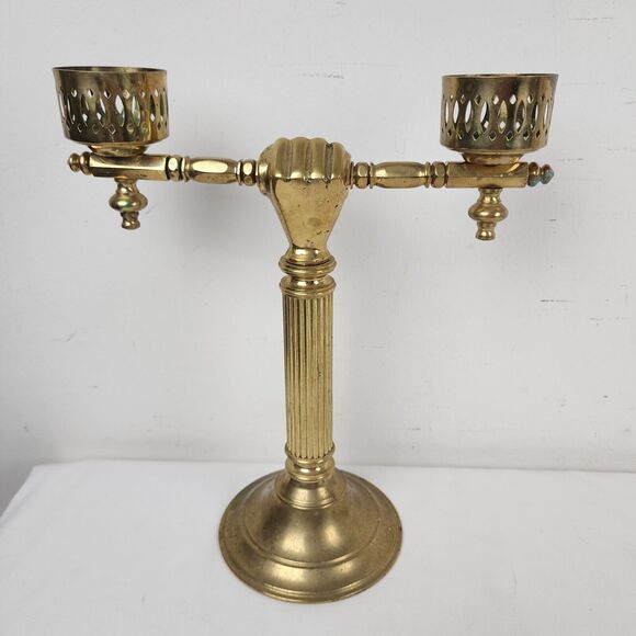 Vintage Brass Double Candle Holder Brass Hold to the Rod Hand Fist Masonic Mason - Picture 2 of 9